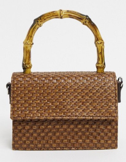 Monki Siri bag in brown – bamboo-look top handle bags