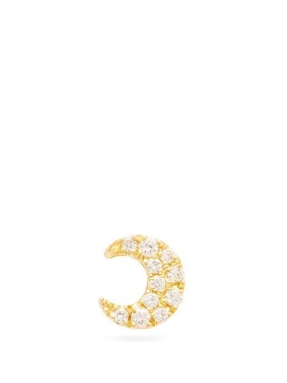 MARIA TASH Moon diamond & 18kt gold single earring ~ small crescent stud - flipped