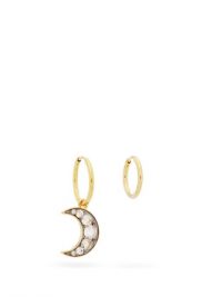 THEODORA WARRE Moon mismatched crystal & gold-plated earrings