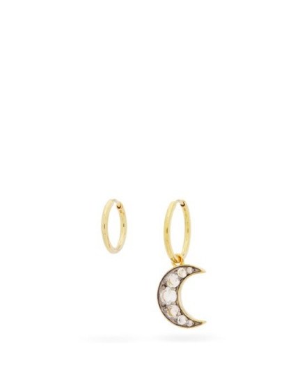 THEODORA WARRE Moon mismatched crystal & gold-plated earrings - flipped