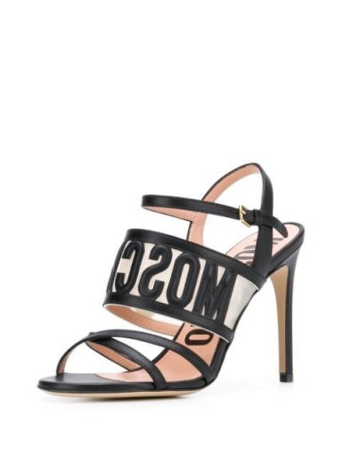 MOSCHINO embossed logo sandals / designer heels - flipped