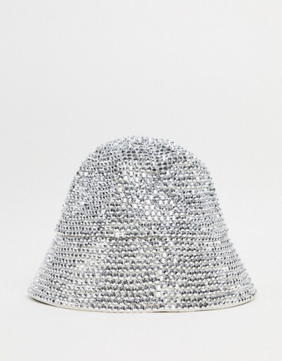 My Accessories London Exclusive bucket hat in diamante / glittering silver hats