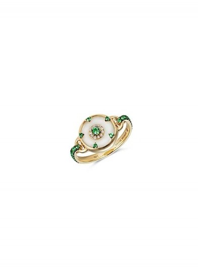 NADINE AYSOY Celeste tsavorite and jade ring / luxe rings - flipped