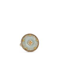 NADINE AYSOY Celeste yellow sapphire and jade disc / luxe statement rings