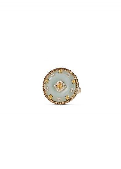 NADINE AYSOY Celeste yellow sapphire and jade disc / luxe statement rings - flipped