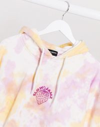 New Girl Order Curve oversized hoodie in tie dye with strawberry print