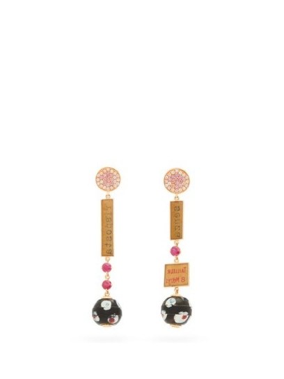 FRANCESCA VILLA No Answer ruby, sapphire & 18kt rose gold earrings ~ luxe mismatched drops - flipped