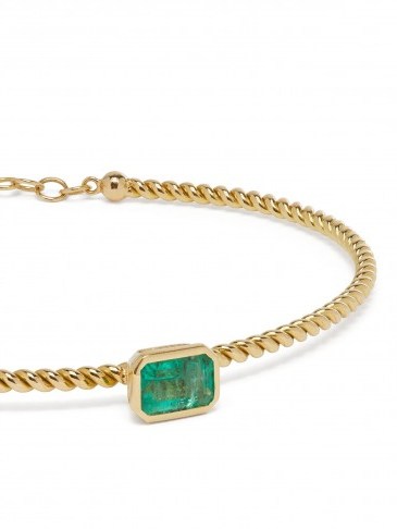 MUKHI SISTERS No Guts, No Glory emerald & 18kt gold bracelet / green gemstone bracelets / emeralds - flipped
