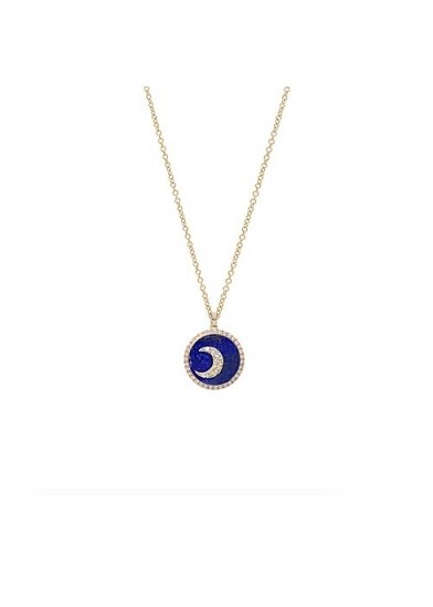 NOUSH 14ct yellow gold moon necklace ~ blue lapis pendants - flipped
