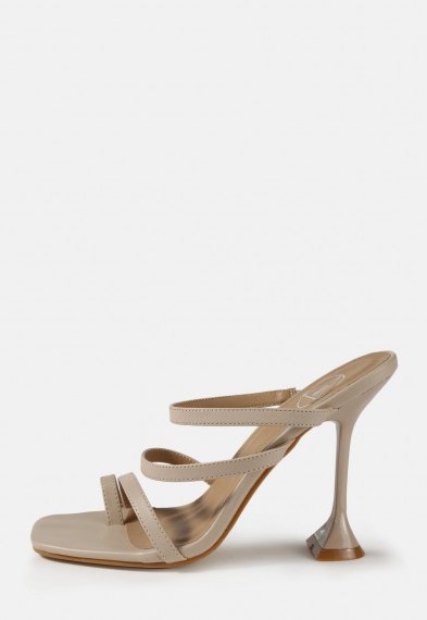 MISSGUIDED nude triple strap feature heel sandals - flipped