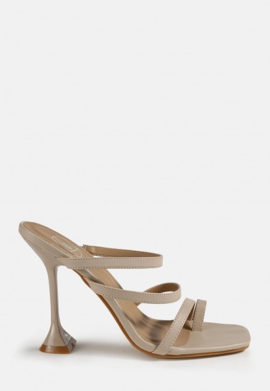 MISSGUIDED nude triple strap feature heel sandals