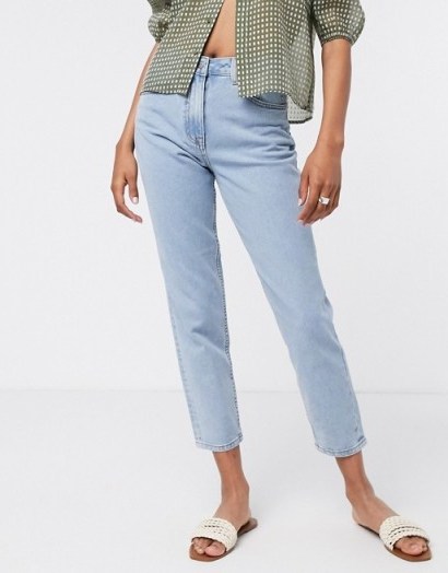 Object mom jeans in light blue wash | high rise | tapered leg - flipped