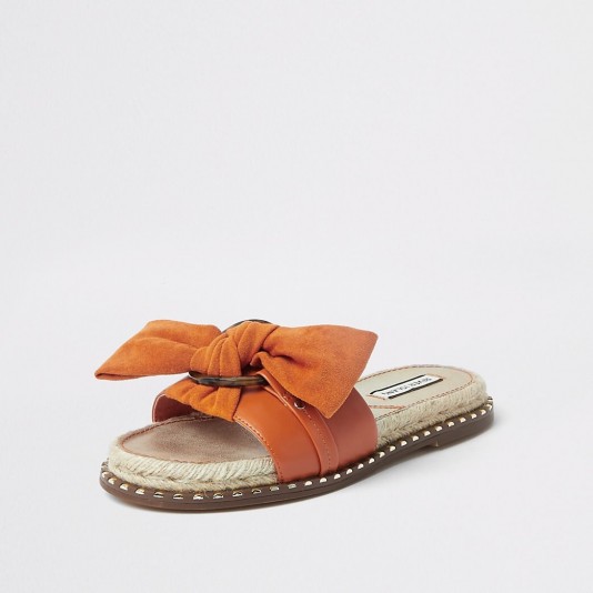 RIVER ISLAND Orange espadrille bow sandal