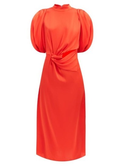 JOHANNA ORTIZ Organic Construction gathered silk dress ~ red cut-out dresses - flipped