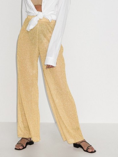 Oséree Lumière metallic wide leg trousers ~ sheer gold pants - flipped