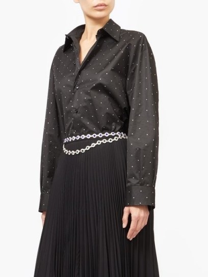 CHRISTOPHER KANE Oversized crystal-embellished shirt ~ sparkling black shirts - flipped