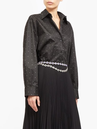 CHRISTOPHER KANE Oversized crystal-embellished shirt ~ sparkling black shirts