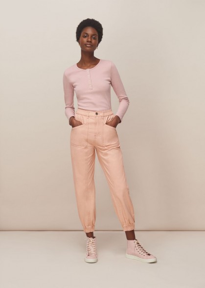 WHISTLES x LF MARKEY ARTHUR TROUSER PALE PINK ~ cuffed cargo trousers