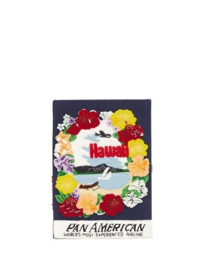 OLYMPIA LE-TAN Pan-American Airways embroidered book clutch / handheld evening bags