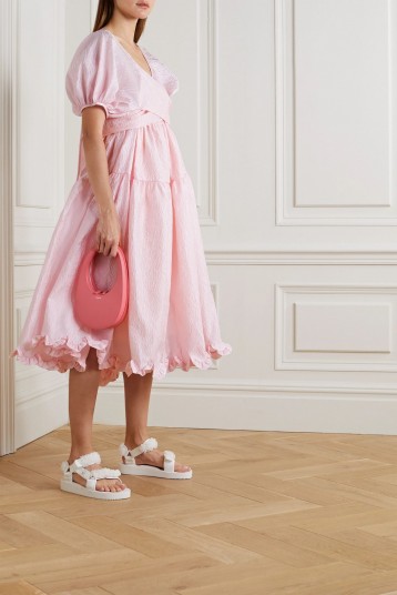 CECILIE BAHNSEN Ammi open-back tiered ruffled cloqué midi dress | pink ...