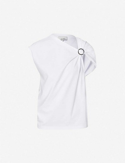 3.1 PHILLIP LIM Asymmetric-neckline cotton-jersey T-shirt ~ contemporary tee ~ modern design T-shirts - flipped