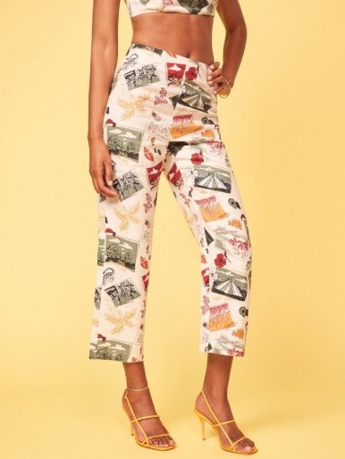 Reformation Pinegrove Pant Vacaciones / printed crop leg trousers - flipped