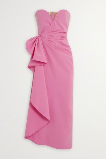 Pink strapless side gathered dress - flipped