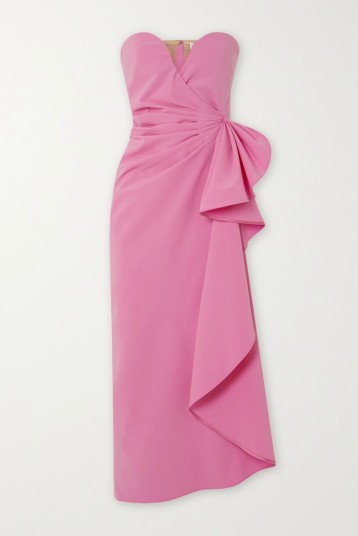 Pink strapless side gathered dress