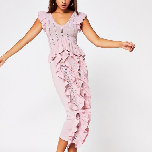 River Island Pink Knitted Frill Dress | feminine knits - flipped