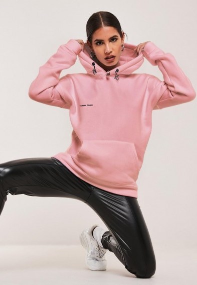 MISSGUIDED pink oversized night addict hoodie / slogan hoodies - flipped