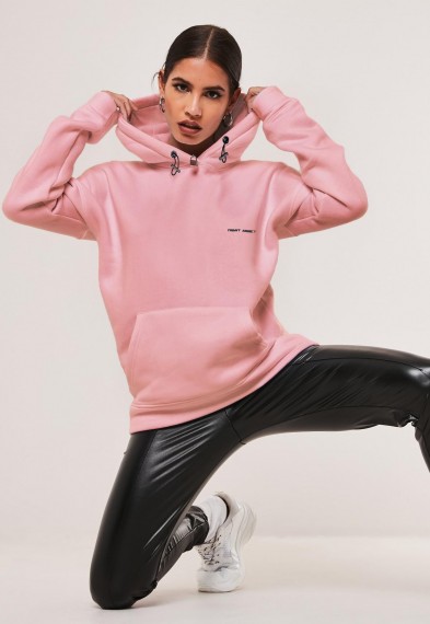 MISSGUIDED pink oversized night addict hoodie / slogan hoodies