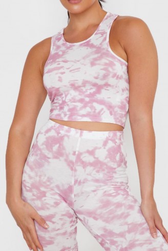 IN THE STYLE PINK TIE DYE RACER BACK CROP TOP