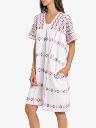 Pippa Holt Multicoloured Embroidered Kaftan Mini Dress ~ poolside cover-up - flipped