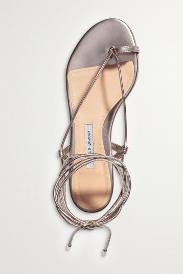 EMME PARSONS Ava leather sandals | platinum strappy flat sandal - flipped