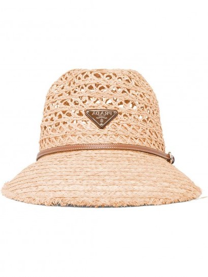 Prada woven raffia hat / designer logo hats - flipped