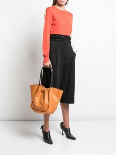 Proenza Schouler L Ruched Tote / orange leather handbags - flipped
