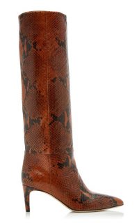 Paris Texas Python-Effect Leather Knee Boots / brown snake style boot