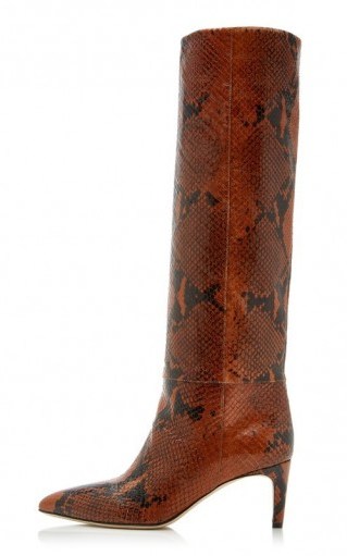 Paris Texas Python-Effect Leather Knee Boots / brown snake style boot - flipped