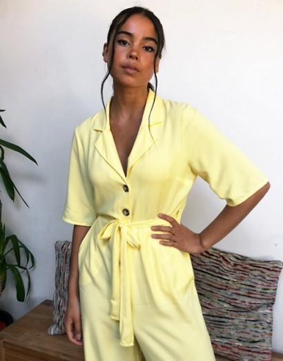 Reclaimed Vintage inspired boiler jumpsuit in yellow – lightweight summer boilersuit