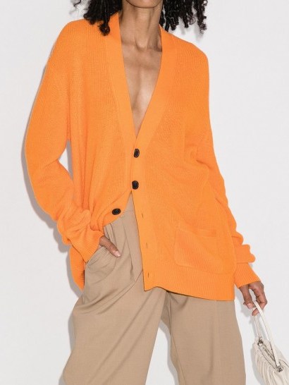 RE/DONE orange oversized 90s style cardigan - flipped