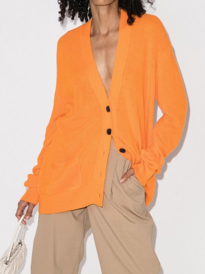 RE/DONE orange oversized 90s style cardigan