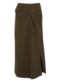 REJINA PYO Iris brown wool-blend skirt / twist detail skirts