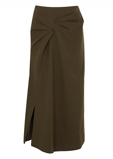 REJINA PYO Iris brown wool-blend skirt / twist detail skirts - flipped