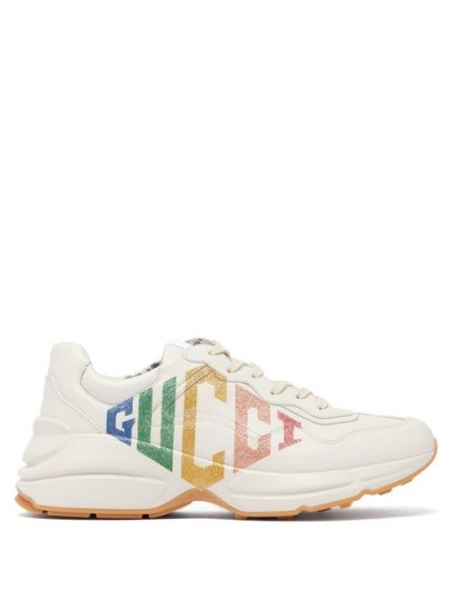 GUCCI Rhyton logo low-top white-leather trainers
