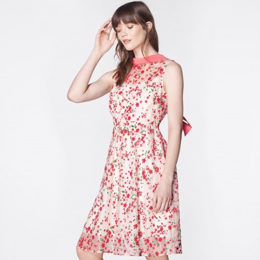 L.K. BENNETT RITA MULTI SILK DRESS / sheer overlay dresses