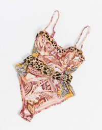 River Island paisley print balconette mix print swimsuit in red / printed swimwear