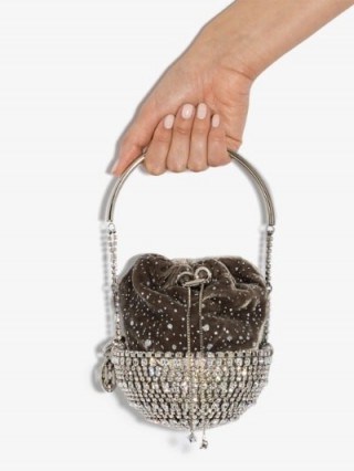 Rosantica Grey Kingham Cometa Velvet Pouch Bag ~ embellished event bags - flipped