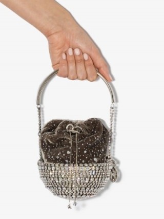 Rosantica Grey Kingham Cometa Velvet Pouch Bag ~ embellished event bags