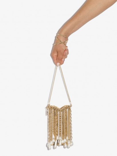 Rosantica Oasis Arcadia gold-tone pearl shoulder bag ~ luxe mini evening bags ~ event glamour - flipped