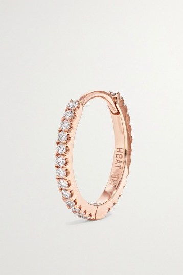 MARIA TASH Eternity 9.5mm 18-karat rose gold diamond hoop | small luxe hoops | single earrings - flipped